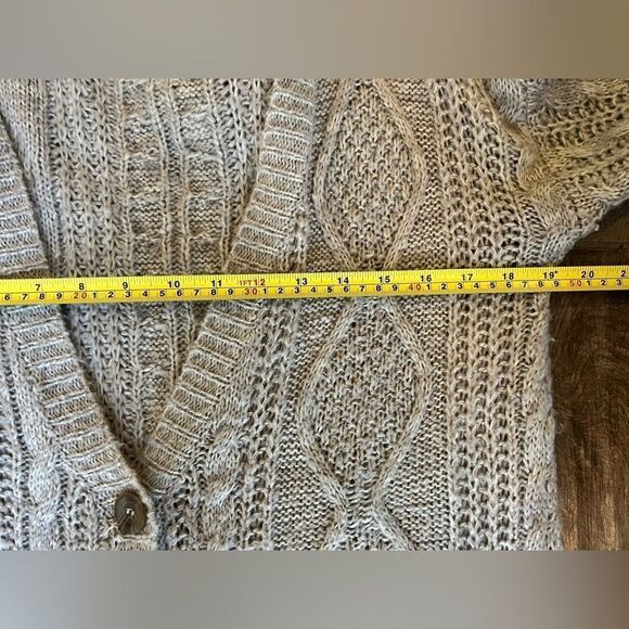 Atmosphere Tight Knit Cable Cardigan Sz 10 Tan Button Down Cottagecore - Picture 5 of 9